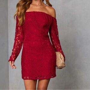 Emberlee Off The Shoulder Lace Mini Dress